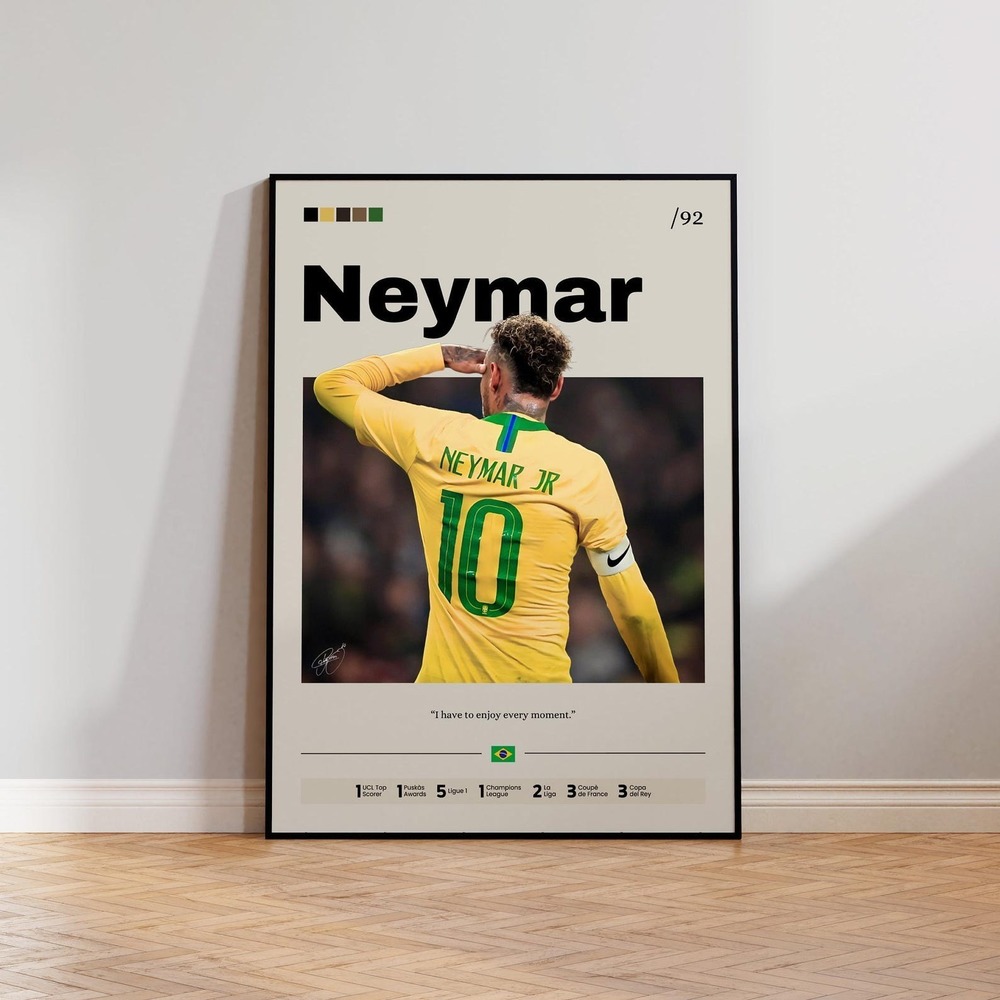 Neymar Poster, Neymar Soccer Print Decor, Brazil Poster